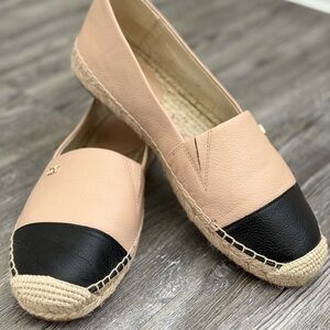 Elegant Black and Pink Espadrille Flats